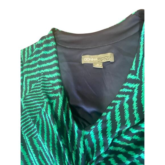 Donna Ricco Green Black Geometric Knit Sheath Dress Size 10 - Picture 2 of 4